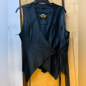 Authentic Harley Davidson Women’s Leather Vest. Black, soft leather, Large